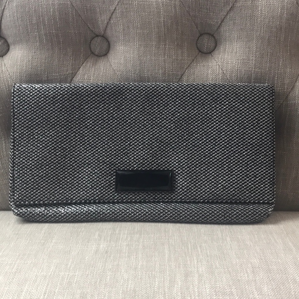 BCBG Black and silver clutch